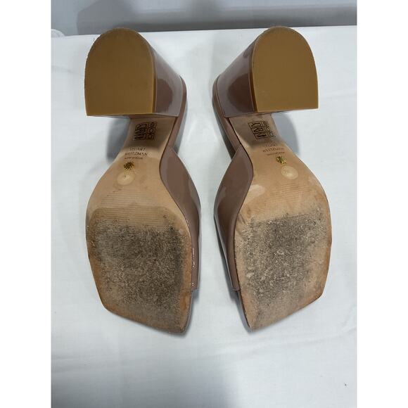 Stuart Weitzman 'Tia 85' Brown Leather Flareblock Slide Size 7 - Picture 5 of 5